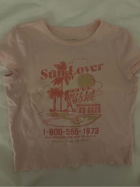 Billabong Pink Graphic Baby Tee, Size Small